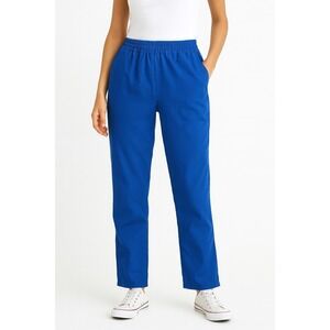 Jaanuu Scrub Pants M Royal Blue Straight Leg Bottoms Elastic Waist Pockets Nurse